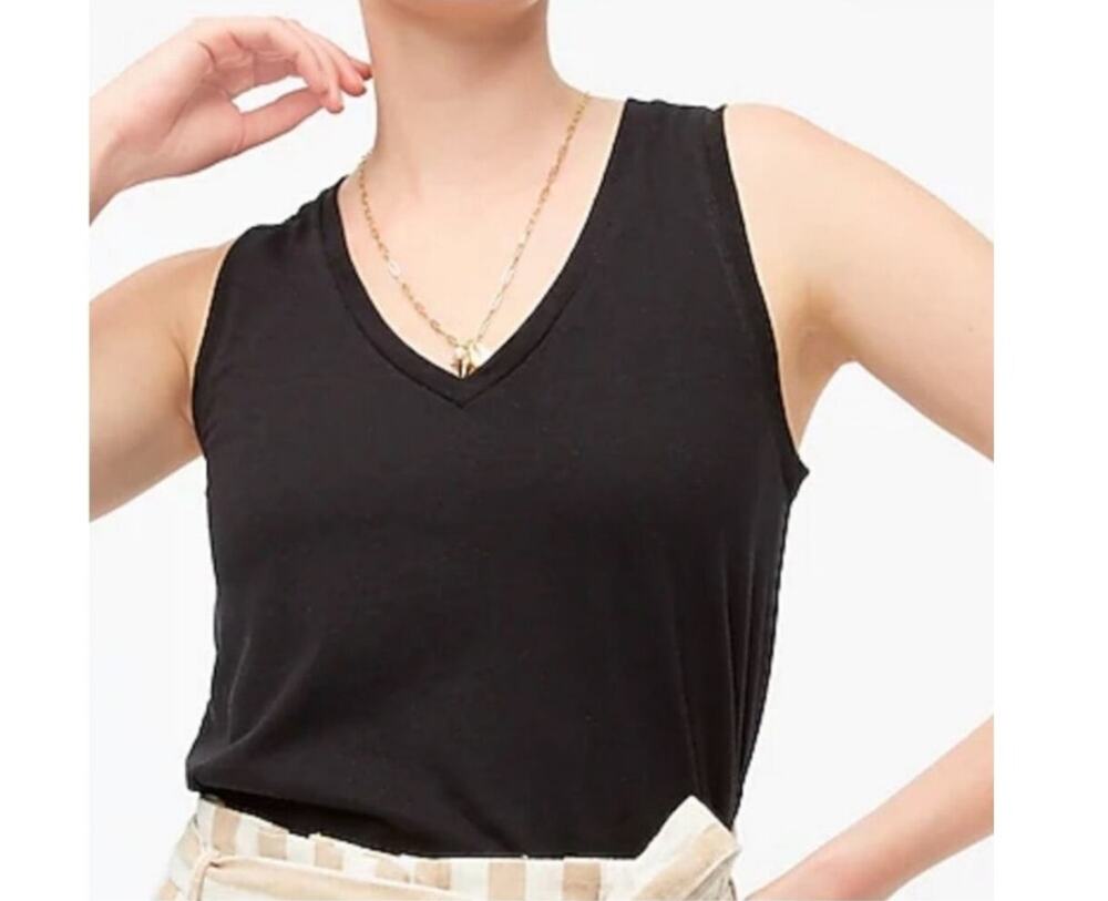 J Crew V Neck Tank Black Sz Small